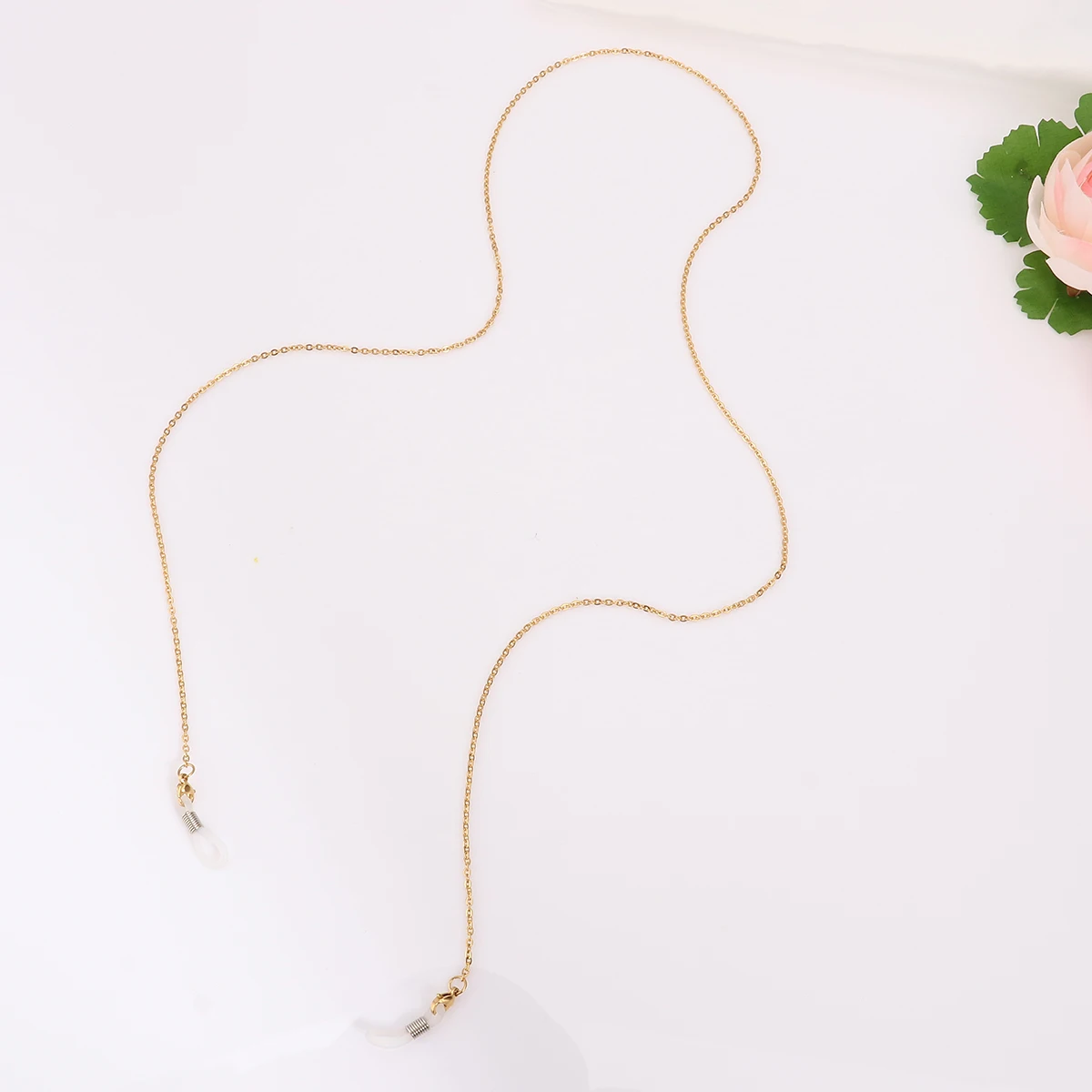 

Glasses Chain 79cm Stainless Steel Eyeglasses Chain for Women Sunglasses Adjustable Rubber Ends Metal Coils Glossy Rust