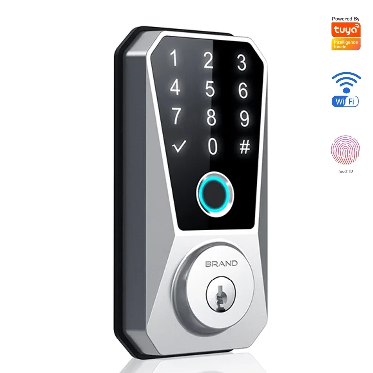 High Quality TUYA App-Controlled Smart Lock WIFI Gateway with Fingerprint Card Key Entry for Door Security Google Hot Search