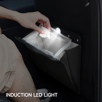 Universal LED Lamp Car Garbage Bag Waterproof Magnetic Adsorption Trash Can Car Seat Backrest Storage Bag PU Car Storage Bag