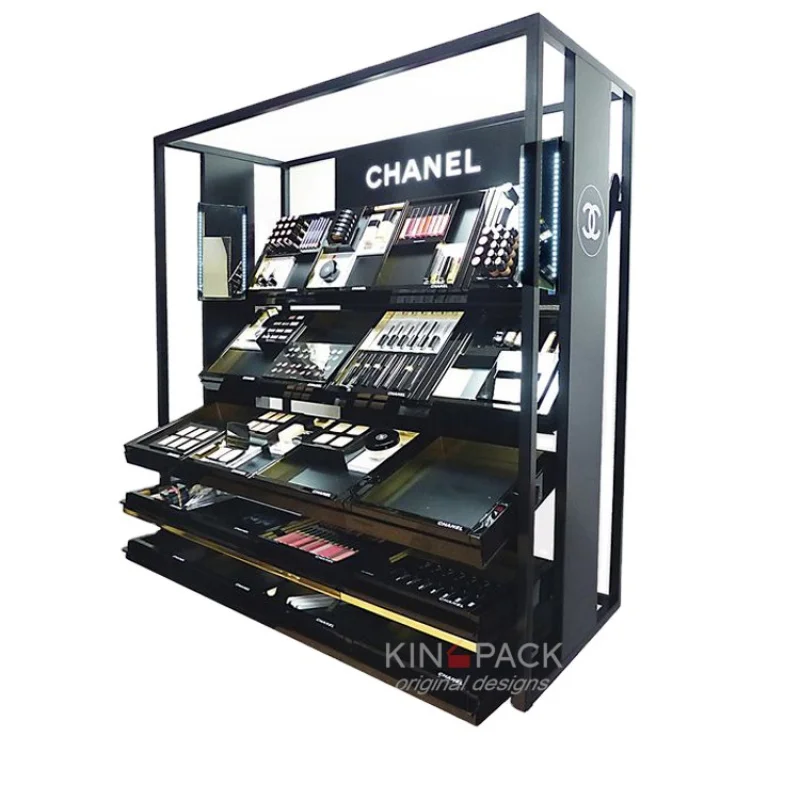 

custom.Retail cosmetics store with wooden display cosmetic cabinet