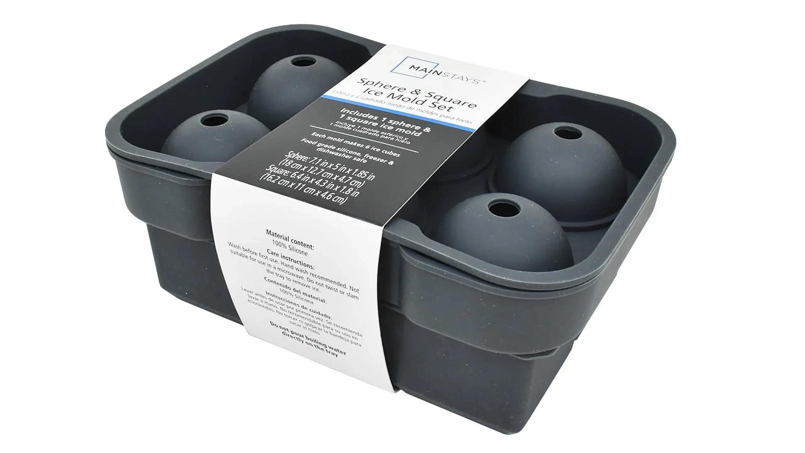 Quadrado e esfera Silicone Ice Cube Tray, Combo cinza, 2 Pack