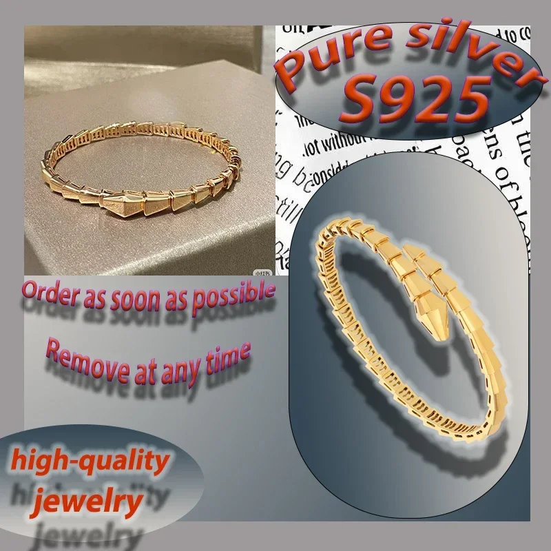 

Personalized luxury snake bone bracelet made of pure silver S925 with a niche temperament, Serpenti series holiday gift