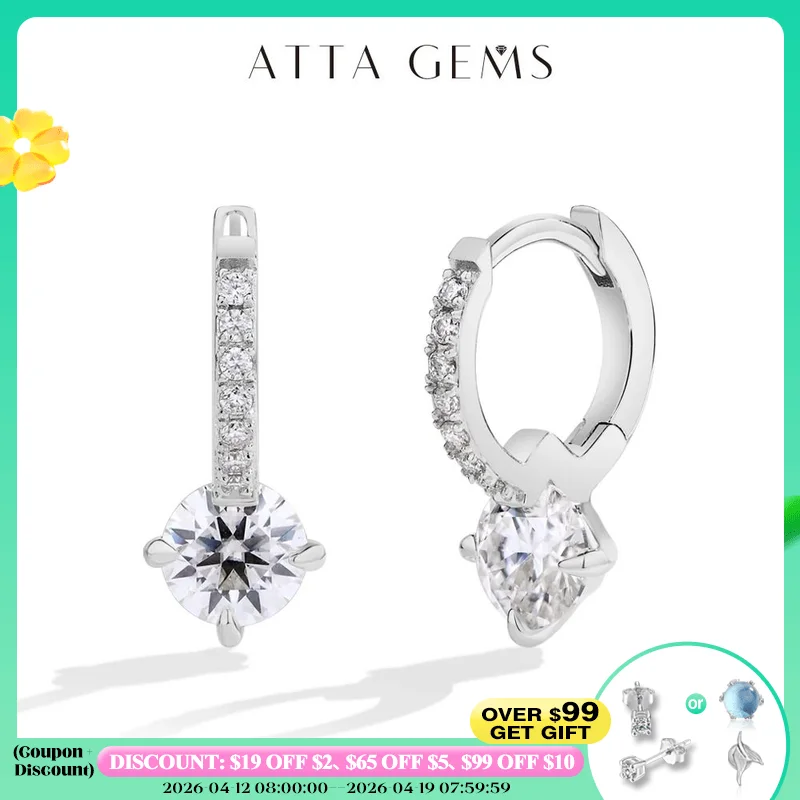 

Серьги Attagems с муассанитом и бриллиантами, стерлинговое серебро S925, позолоченные серьги с 4 когтями для женщин, свадебные украшения, высокое качество