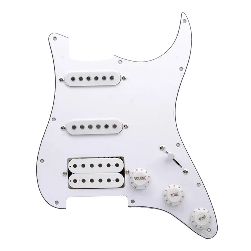 Multi Colour Electric Guitar Pickguard and White SSH Loaded Prewired scratchplate Assembly with White Pickup