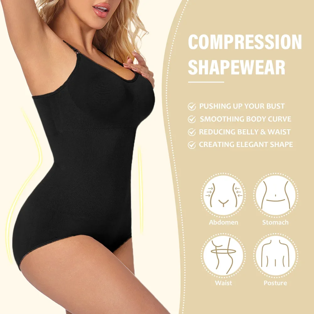 Slimming Shapewear Removable Bra Pads Bodysuit Body Shaper Women Seamless Tummy Control Slimming Sheath Flat Belly for Underwear