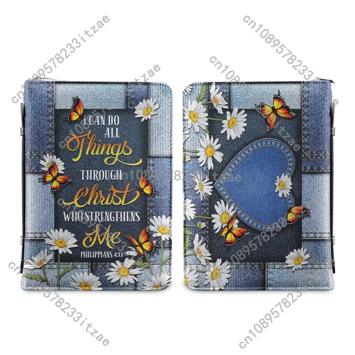 Bible Cover Case Women Study Book Holy Storage Boxes I Can Do All Things Through Christ Who Strength Handbags Church Bible Bags view 4