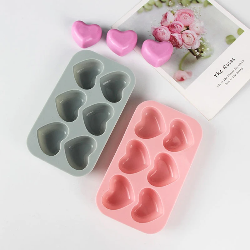 6 Cavity Soap Silicone Molds Heart Chocolate Mold Love Shape Forms Dessert Mousse Jelly Mold Confeitaria Cake Decoration Tools