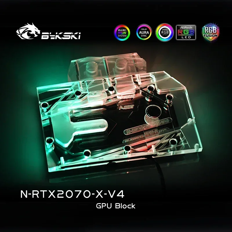 Bykski Water Block for NVIDIA RTX2070 Founders Edition/Reference Edition/EVGA 2060/GTX1660Ti Full Cover GPU Block /RGB Light