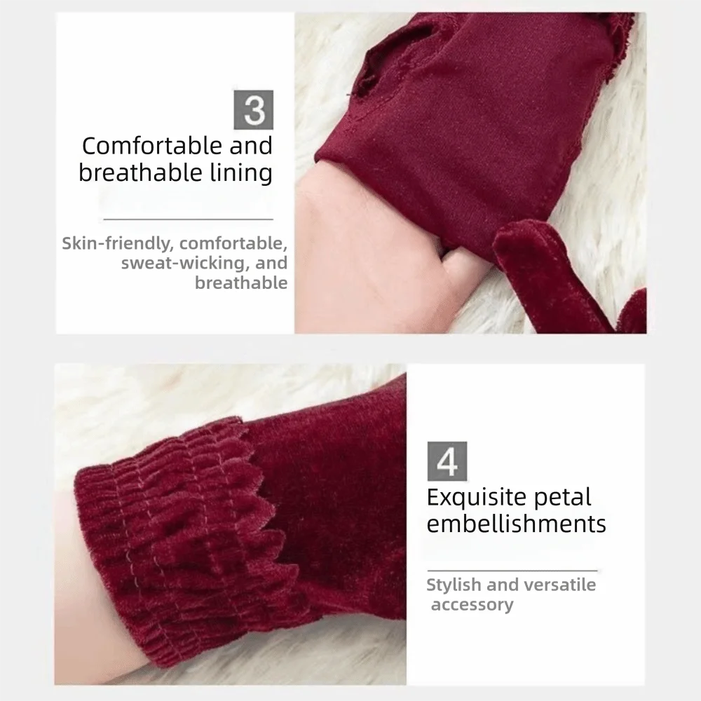 جديد قفازات مخملية سميكة بلون فروي قفازات دافئة ركوب القيادة قفازات الخريف الشتاء قفازات كاملة الأصابع #5