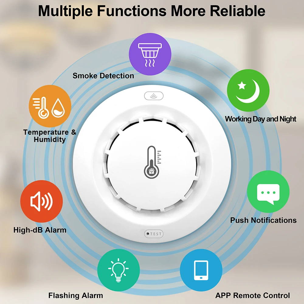 Allarme antincendio e fumo Promemoria remoto Collegamento intelligente Allarme fumo WiFi Protezione antincendio domestico e aziendale Detecti antincendio fumo