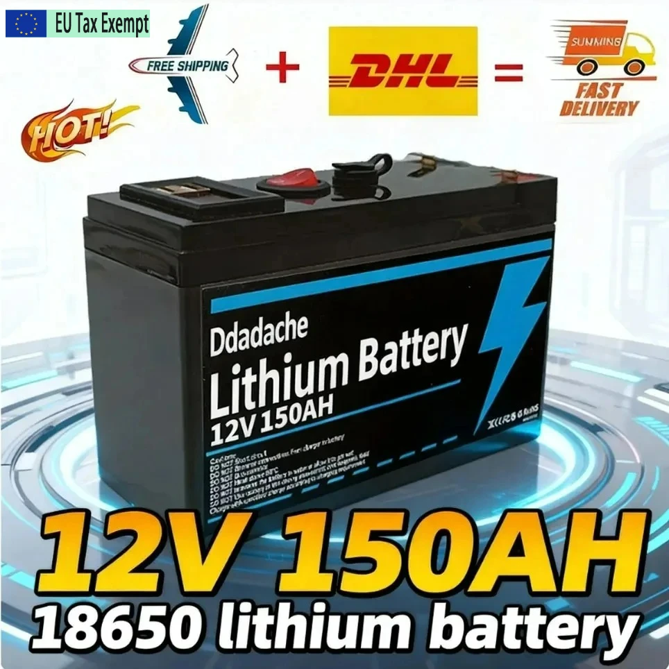 LiFePO4 12V 150Ah Lithium-Batterie, für USV, Kajak-Fischfinder, Solarpanel, Elektroautos, Roller, Wohnmobil, Boot