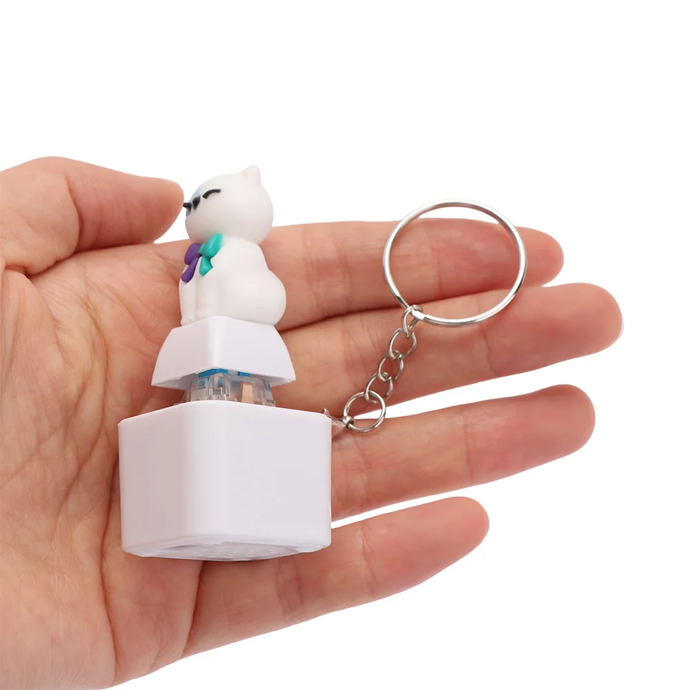 Rechargeable Screaming Goat Key Chain LED-Glowing Anti-Stress Mechanical Key Cap Sound-Effect Battery-Powered Sounding Key Ring