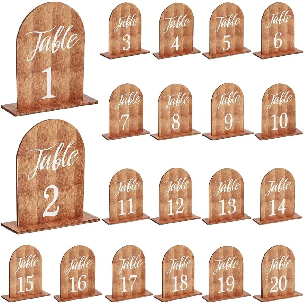 20 Sets Wooden Number Table Signs with Stands Self Stand Wedding Centerpieces Wooden Sign for Wedding Reception Event Party