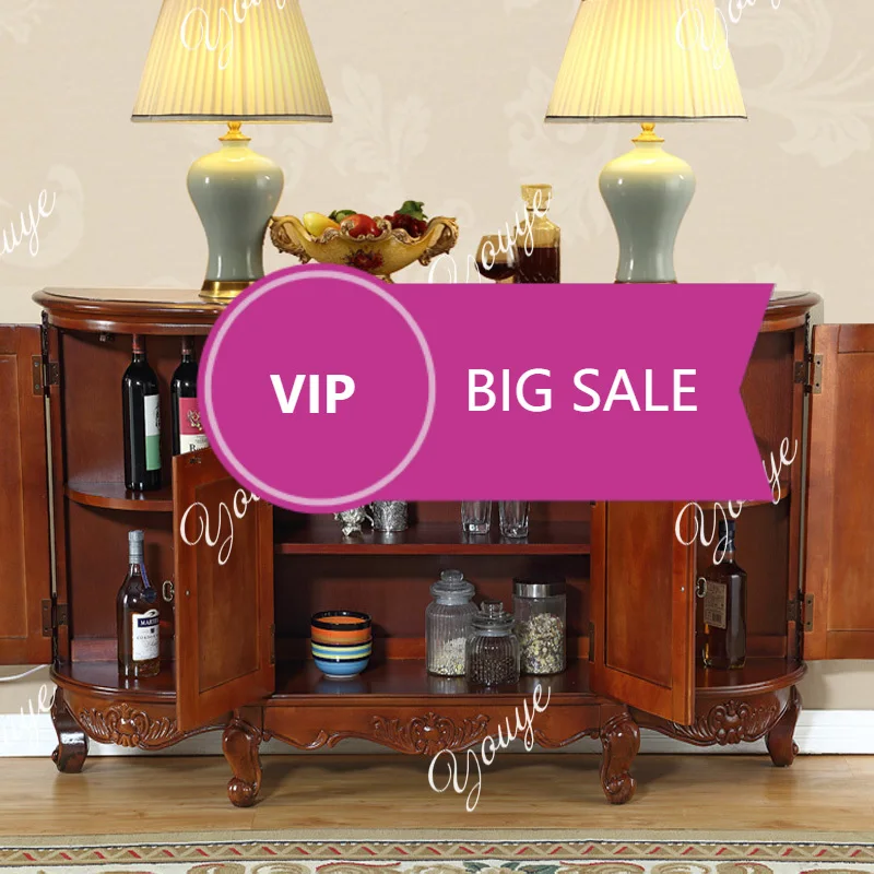 

Q European retro dining side cabinet solid wood locker, American entrance storage cabinet kitchen furniture