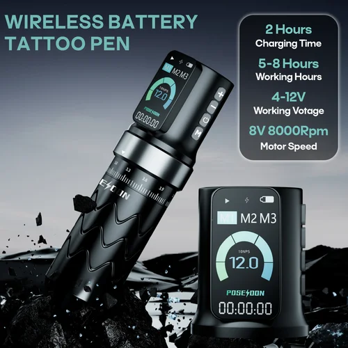 Imagen 2 del producto POSEIDON-máquina de tatuaje de carrera ajustable, pluma de tatuaje inalámbrica con potente Motor personalizado para tatuador profesional