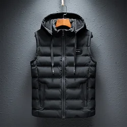 MAIDANGDI Men's sleeveless vest jacket winter fashion men's cotton padded vest jacket men's standing collar warm vest clothing