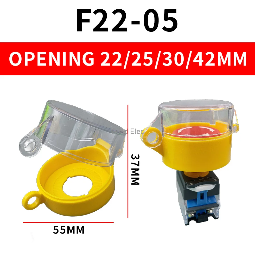 22mm Emergency Stop Button Protective Cover Waterproof And Dustproof Prevent Wrong Operation With Lockhole Design