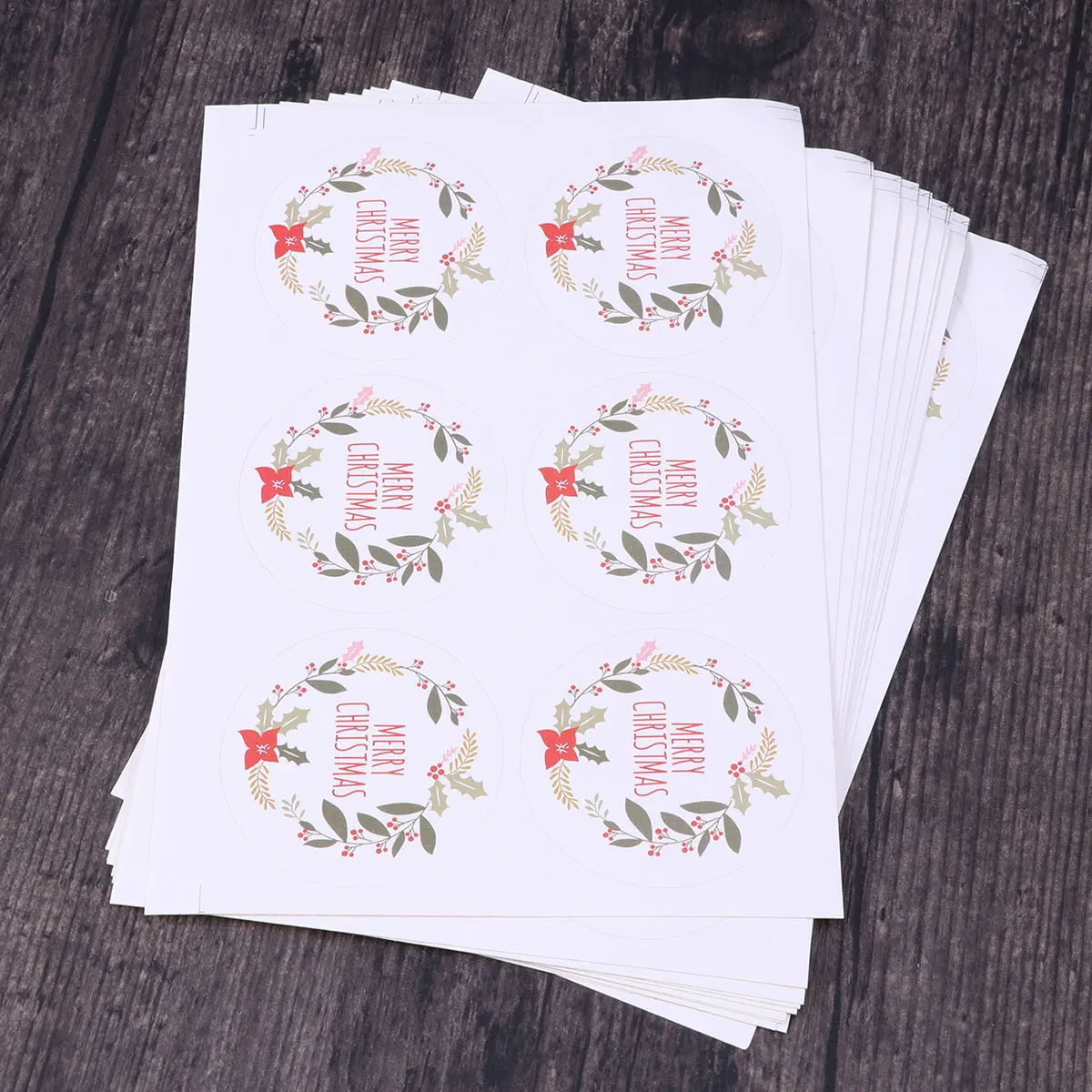 

60pcs Christmas Floral Stickers 10 Sheets Self-Adhesive Sealing Labels For Envelopes Packaging Wrapping Baking Crafts Party