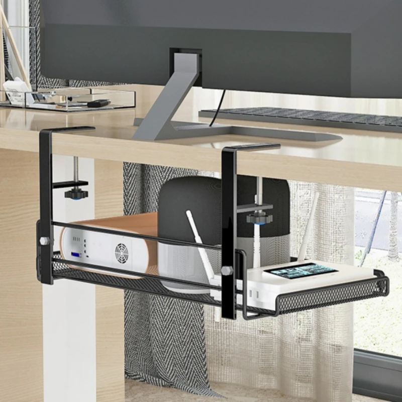 Picture 6: Under Desk Cable Management Tray No Drill Steel Desk Cable Organizers Wire Management Tray Cable Management Rack Storage Shelf