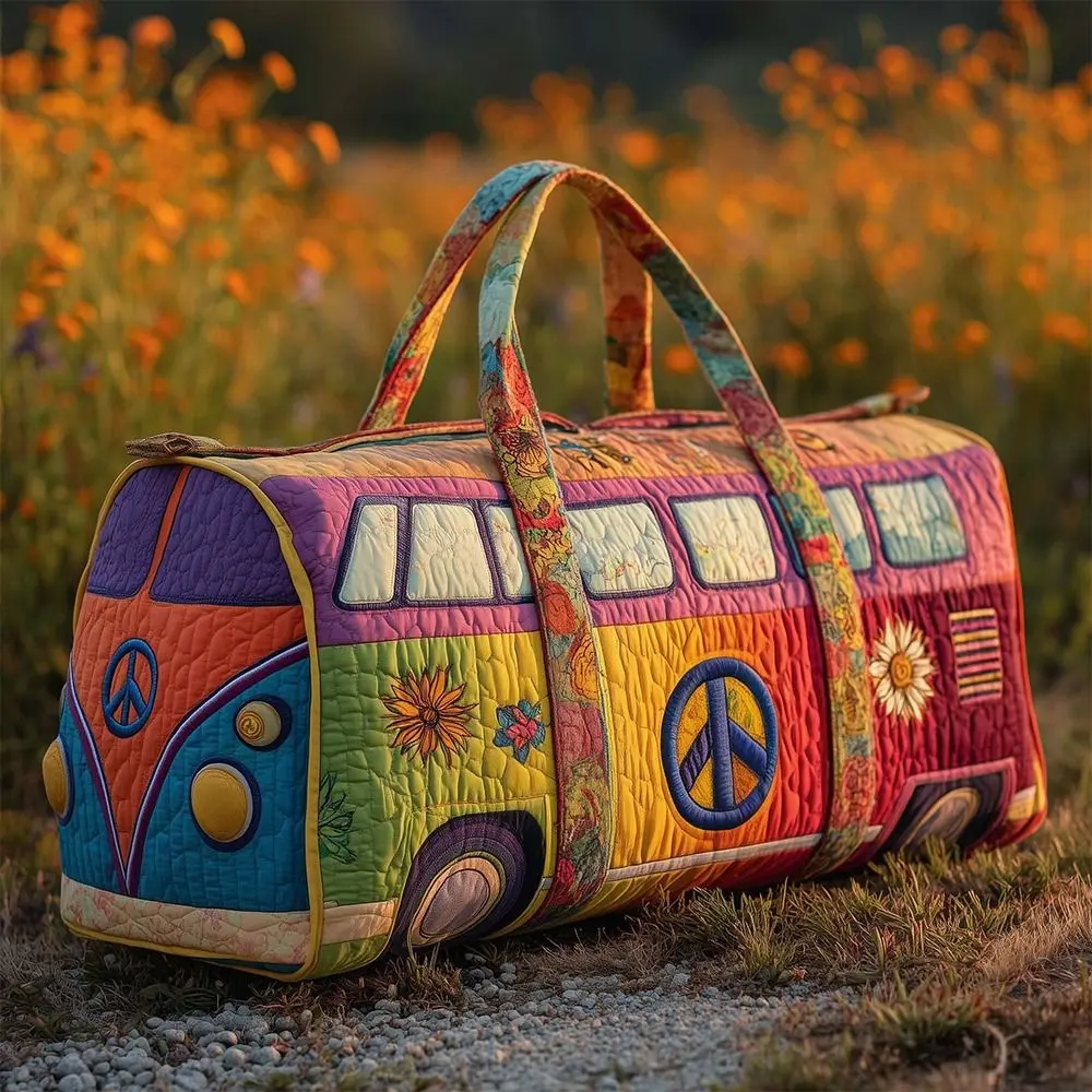 Sac de voyage matelassé en coton, design 3D, style hippie, sac de sport à motif grenouille, sacs de nuit style bohème, sacs de sport pour la gym