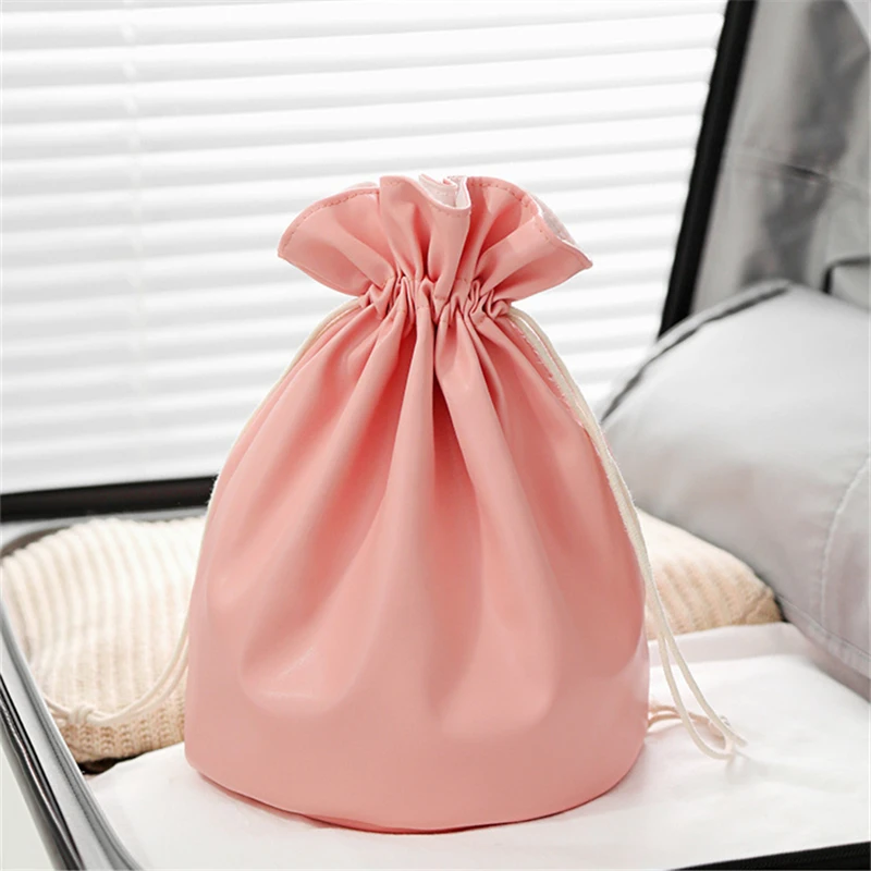 Lazy Drawstring Cosmetic Bag for Women Travel Portable Makeup Case Toiletry Organizer Female Waterproof Wash Beauty Storage Kits