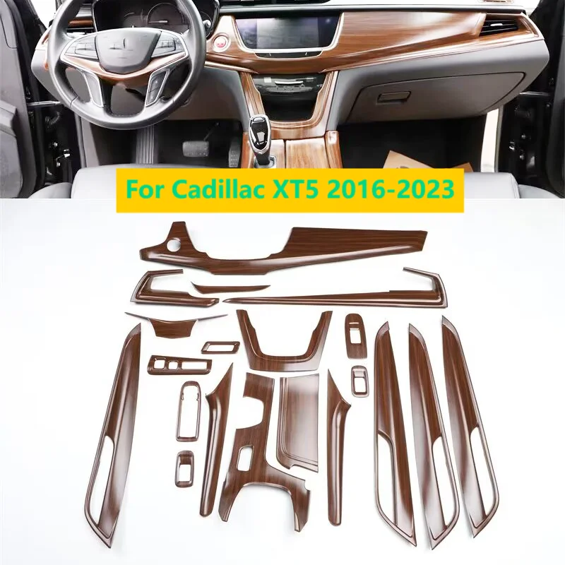 For Cadillac XT5 2016-2023 Plastic Wood Grain Style Decoration Accessories Car Interior Center Console Gear Shift Trims Stickers
