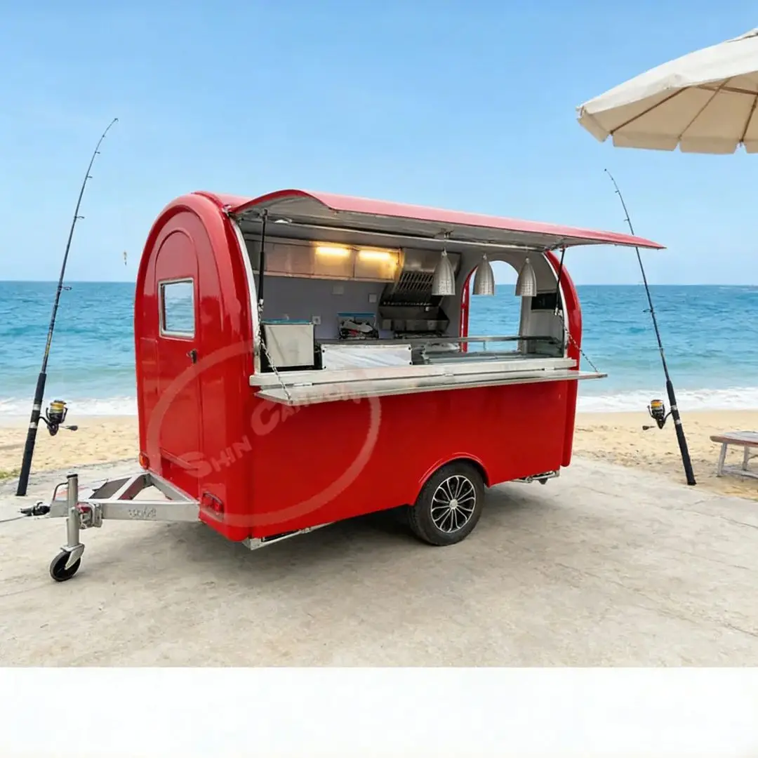 

Fiberglass Food Truck Mobile Kitchen Street Vending Cart Stainless Steel Catering Equipment Trailer for Business Use
