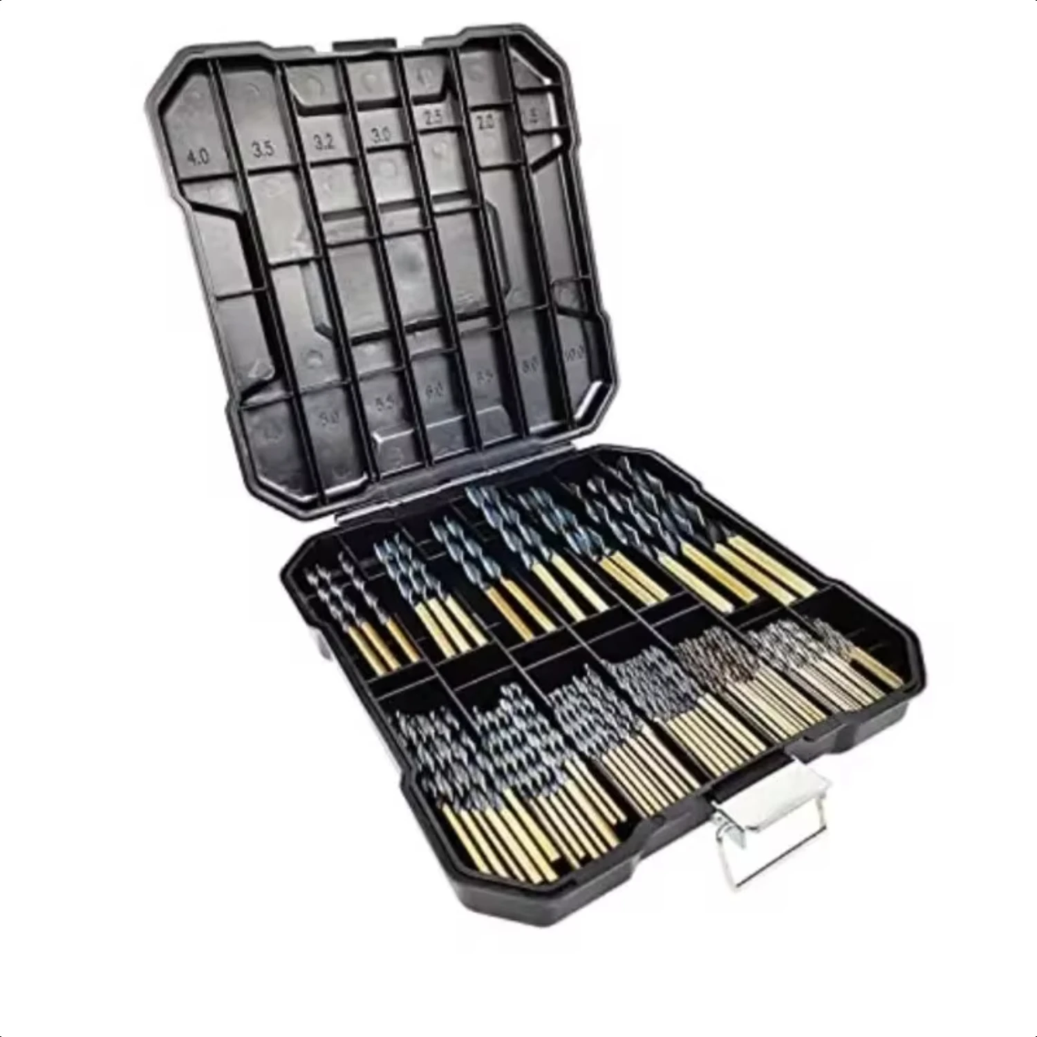 99 peças conjunto de brocas 1/16 "a 3/8" broca com caixa de plástico premium preto revestido de ouro torção hex shank jobber