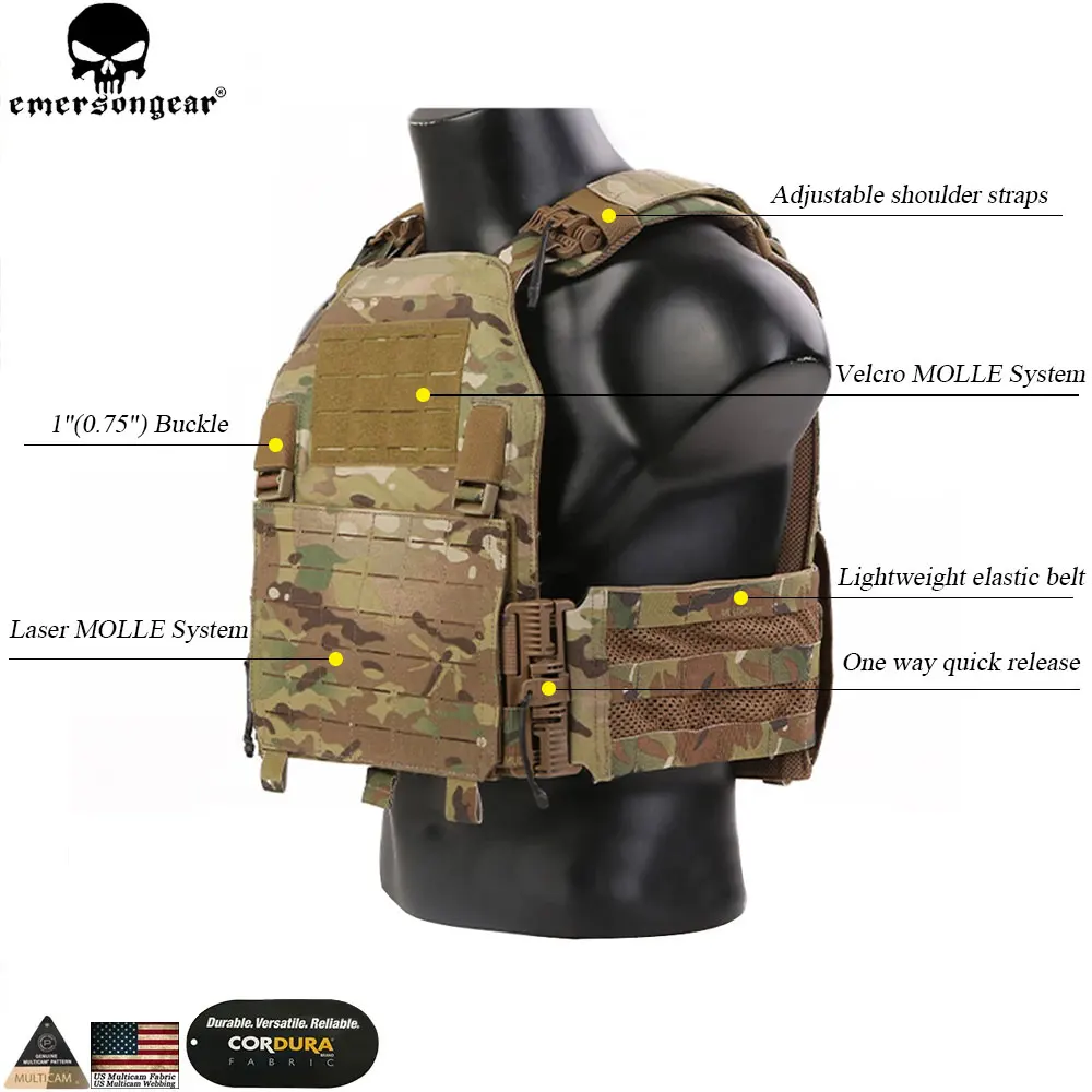 EMERSONGEAR LVAC ASSAULT Plate Carrier W ROC Quick Released Vest Molle Body Armor Harness Airsoft Role-Playing Gear EM7404