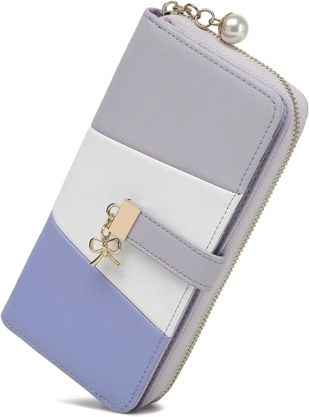 Miss Lulu Damen-Geldbörse aus weichem PU-Leder mit 12 Kartenfächern, Reißverschluss, klassisches langes Portemonnaie, 19,5 x 10 x 3 cm