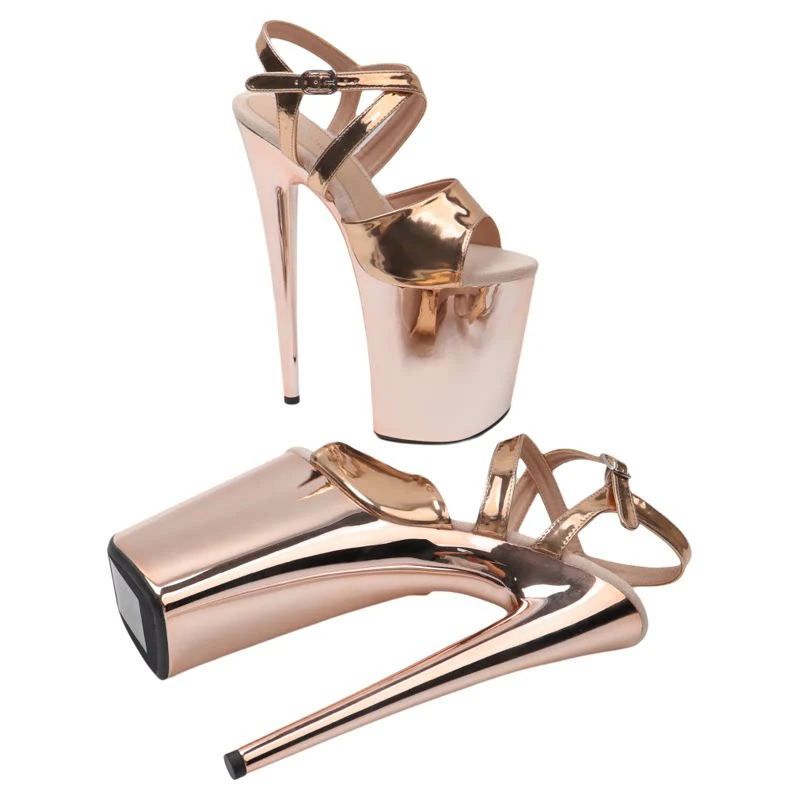 Leecabe 23CM / 9inches  shiny PU  Upper  fashion electroplate platform High Heels Sandals stripper heels Pole Dance shoes