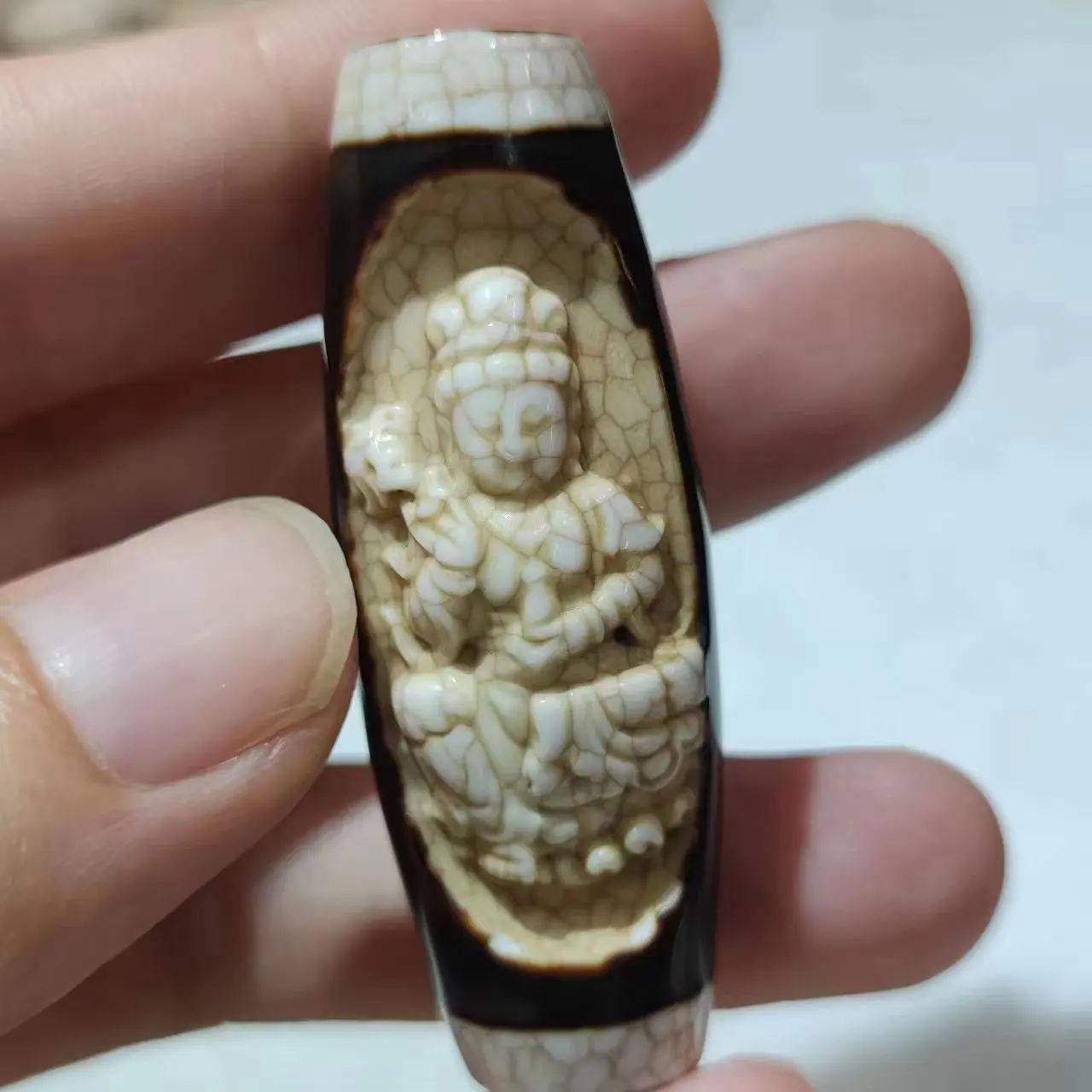 1pcs/lot natural carved Guanyin Zakiram Buddha statue old onyx dzi Dragon scales DIY necklace pendant Ethnography Handmade beads