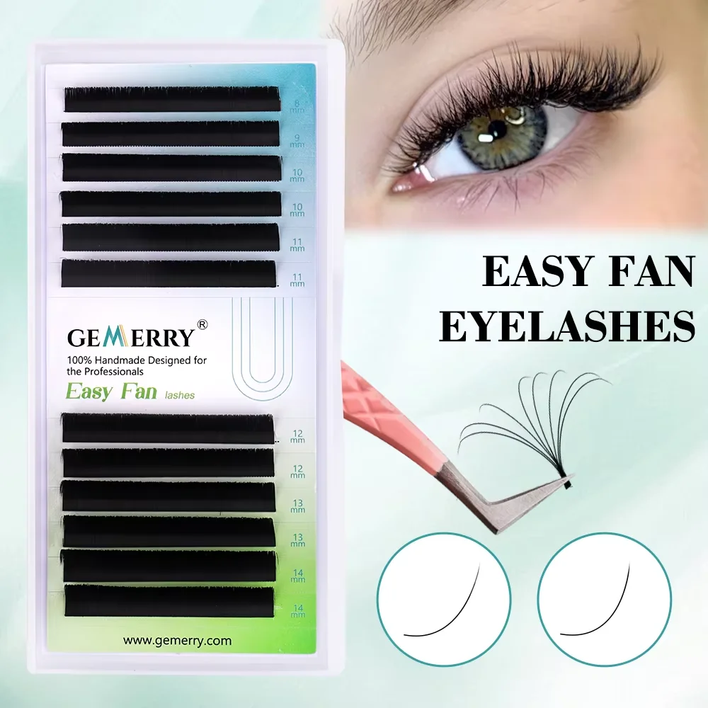 

Gemerry Easy Fan Eyelash Extensions D Curl W Shape Flowering Self-Making Fan Lashes Volume Eyelashes Faux Mink Makeup Tool