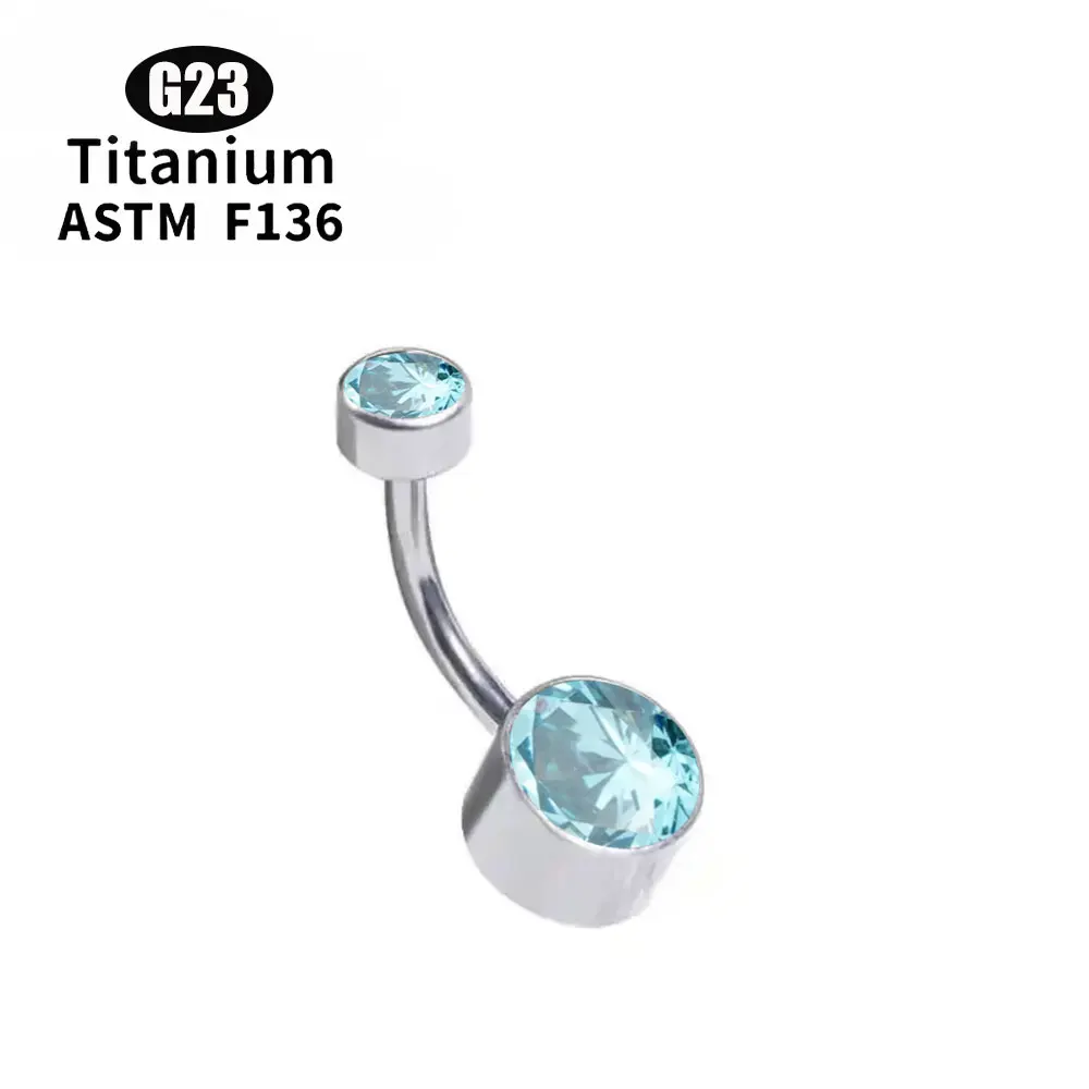 Women's G23 Titanium Round Zircon Belly Button Ring