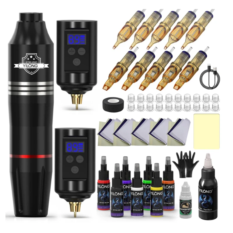 

YILONG 1200mAh BatteriesTattoo Pen Set Rotary Wireless Tattoo Machine Kit Motor High Quality Tattoo Machines for Tattoo Artist