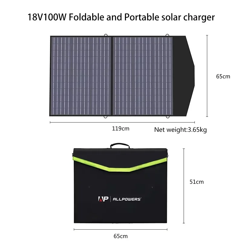 100W Portable Polycrystalline Solar Panel for Allpowers 2000W Portable Power Station Special Supply