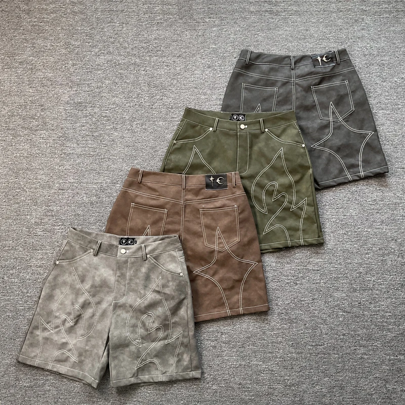 

Короткие брюки Thug Club в американском стиле ретро, классические вышитые металлические логотипы, модные летние свободные повседневные шорты для мужчин и женщин