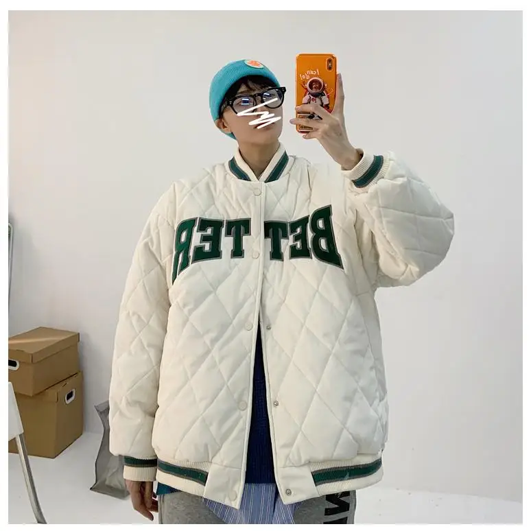 Хлопковая бейсбольная куртка Thiened для пар, бархатная свободная зимняя верхняя одежда с бриллиантами, корейское мужское и женское пальто