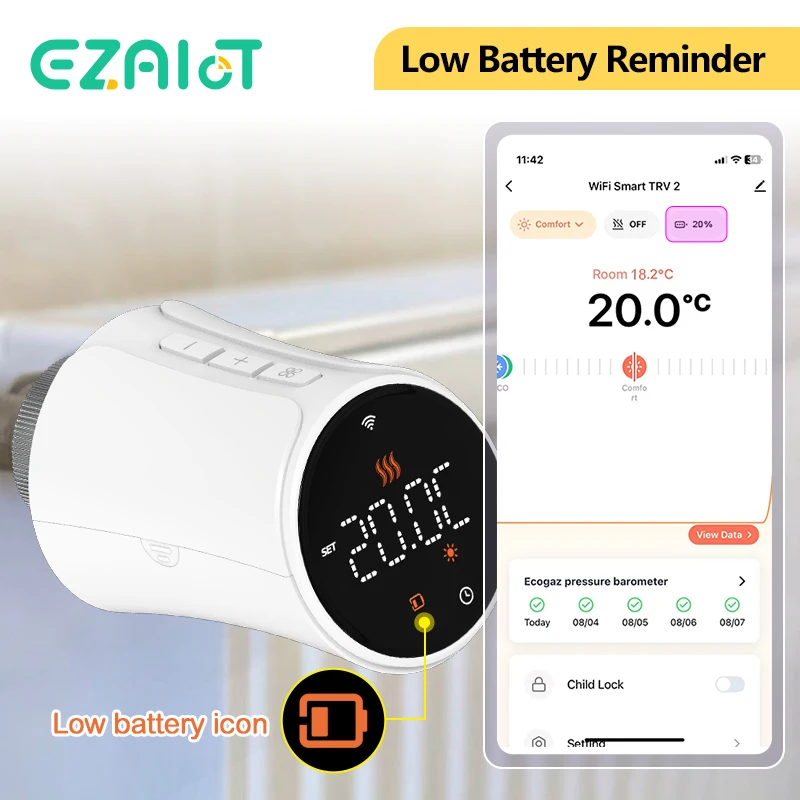 Smart WiFi TRV Thermostatic Radiator Valve Tuya Thermostat Heating Actuator Temperature Controller Support Alexa Google Home