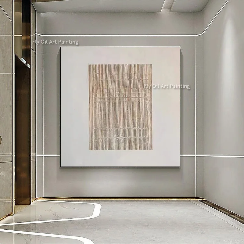 Beige And Brown Abstract Home Wall Art Decor Handmade Brown Points Large New Design Oil Painting On Canvas Original Artwork