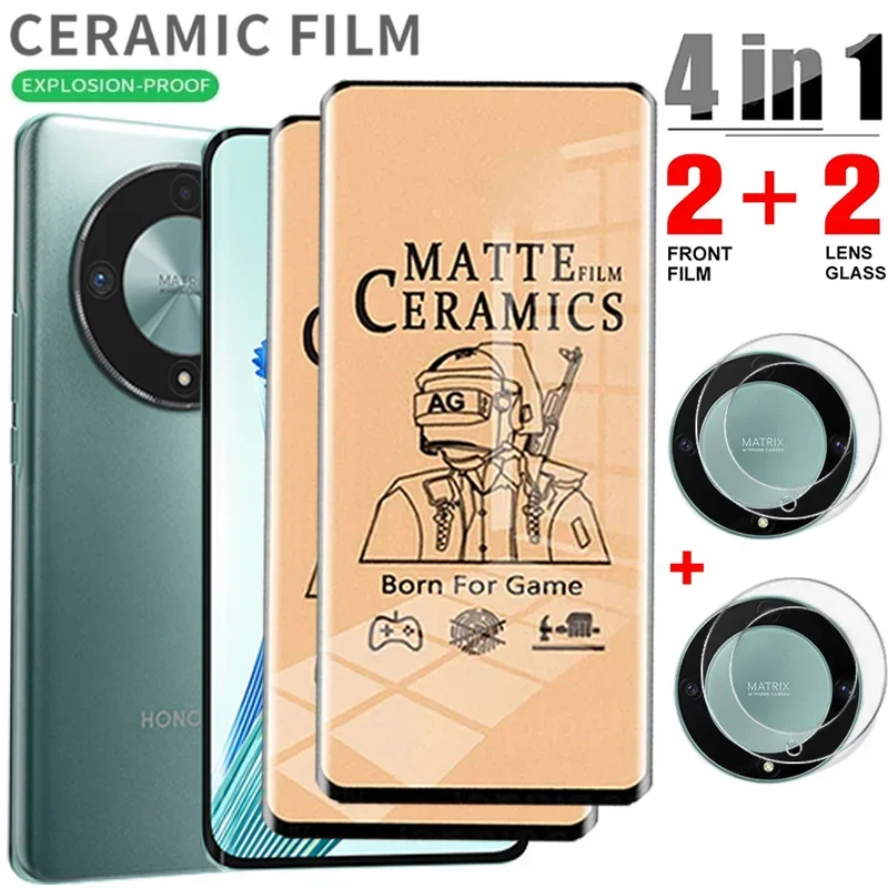 

4in1 For Honor Magic 5 6 Lite Matte Ceramic Film For Honor 90 Lite 70 50 SE X7 X8 X9 X7A X8A X9A X9B Soft Lens Screen Protector