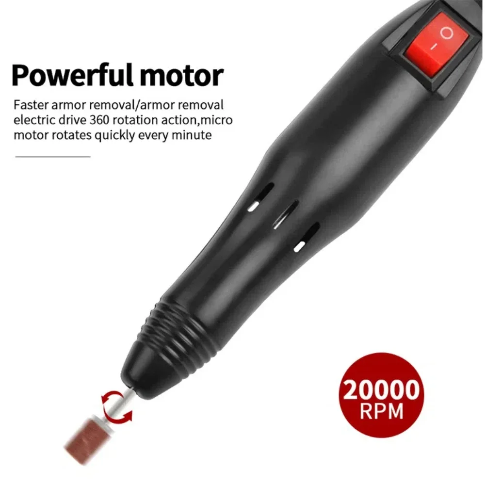 20000RPM 電動ネイルドリルハンドルペンハンドピースマニキュア研削盤装飾プロのネイルアートツール