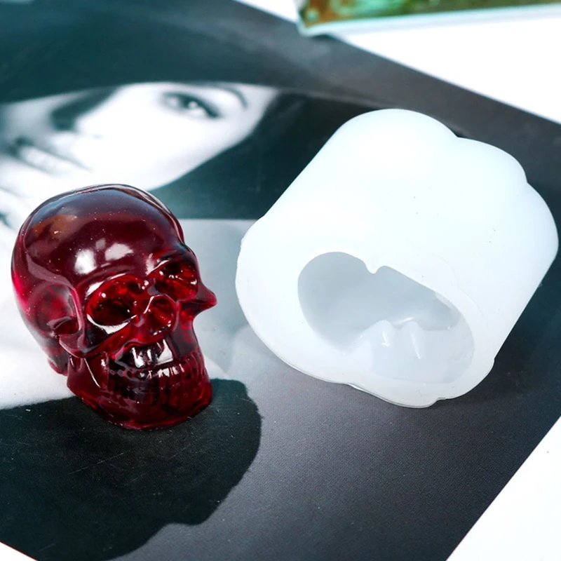 ZB91 สำหรับ Creative Skull สำหรับหัวพวงกุญแจเรซินแม่พิมพ์ DIY หัตถกรรมสร้อยข้อมือจี้ซิลิโคนแม่พิมพ์ทำด้วยมือสำหรับพวงกุญแจเรซิ่น