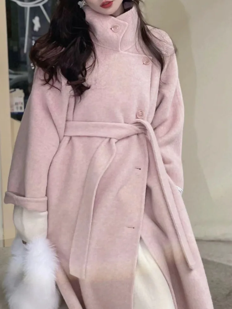 XIWEN Autumn Winter New Turn Down Collar Side Buckle Design Loose Double Sided Cashmere Coat Women\'s Foreign Style Clothes XF553