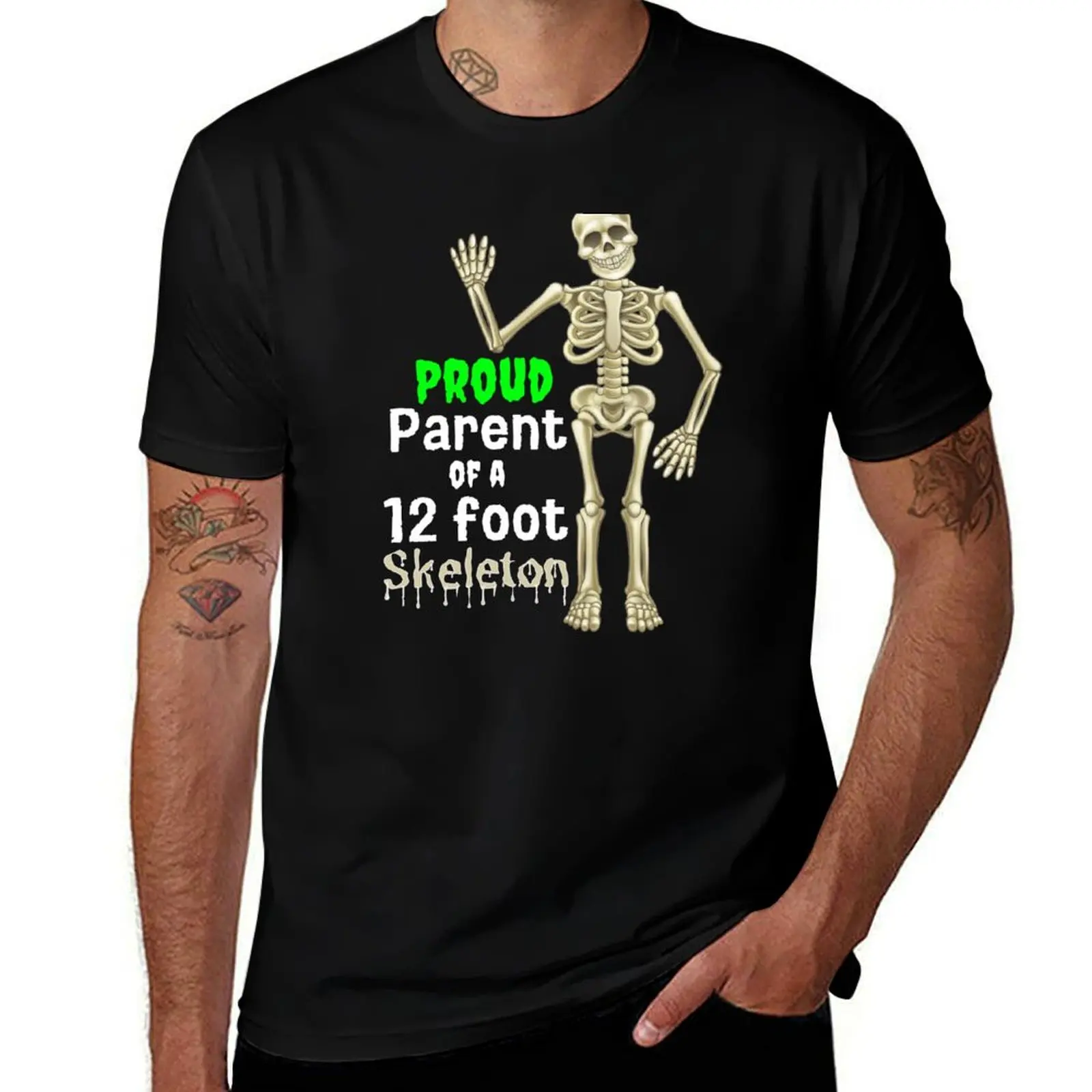 

Proud parent of a 12 foot skeleton t shirt T-Shirt Active Sports Short Sleeve Cotton Shirt