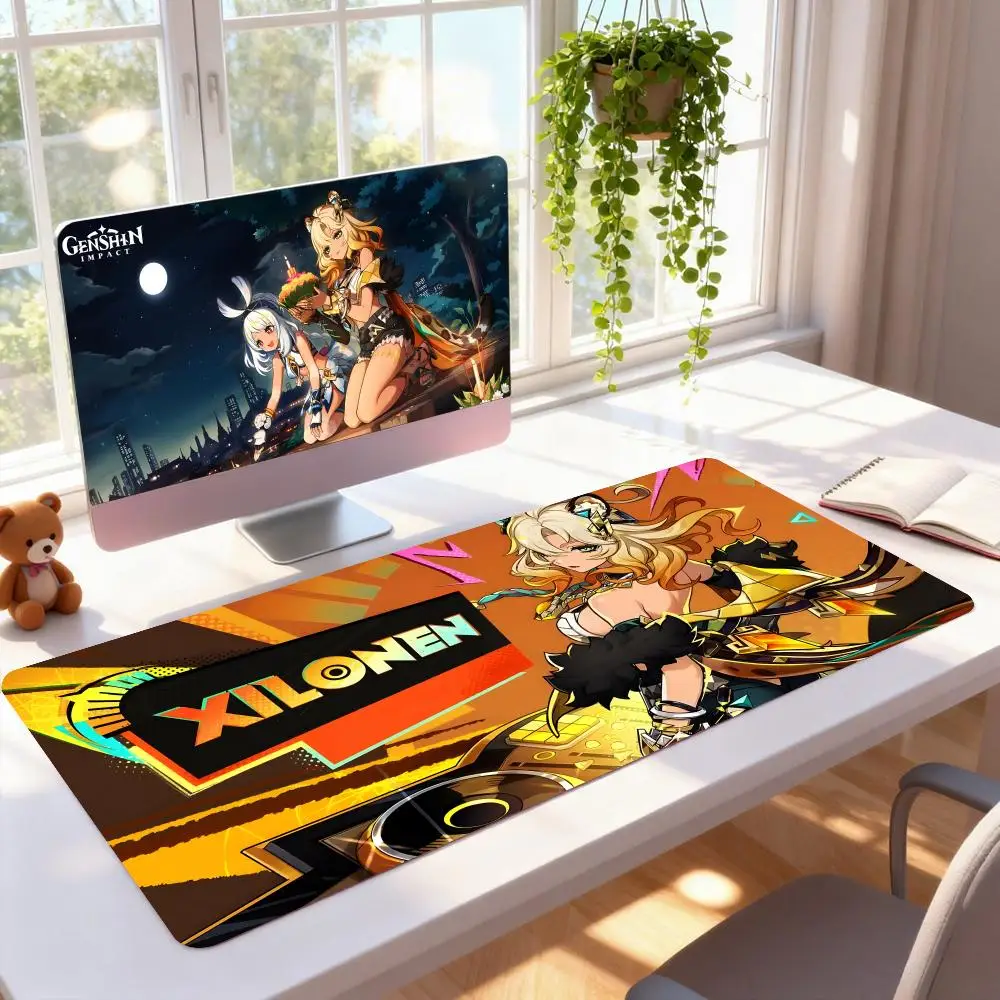 

Игровой коврик для мыши Game GI Xilonen, резиновый, для компьютера и ноутбука, официальный, с ярким цветным принтом, эстетичный, модный, роскошный коврик