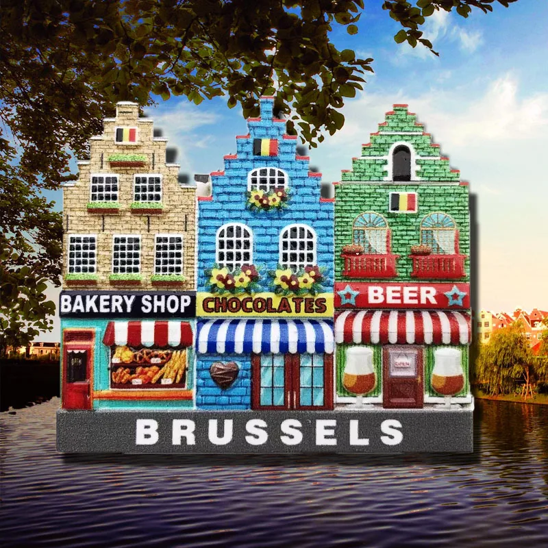 Belgium Brussels message post street view shops cultural tourism memorial craft gift magnet refrigerator sticker