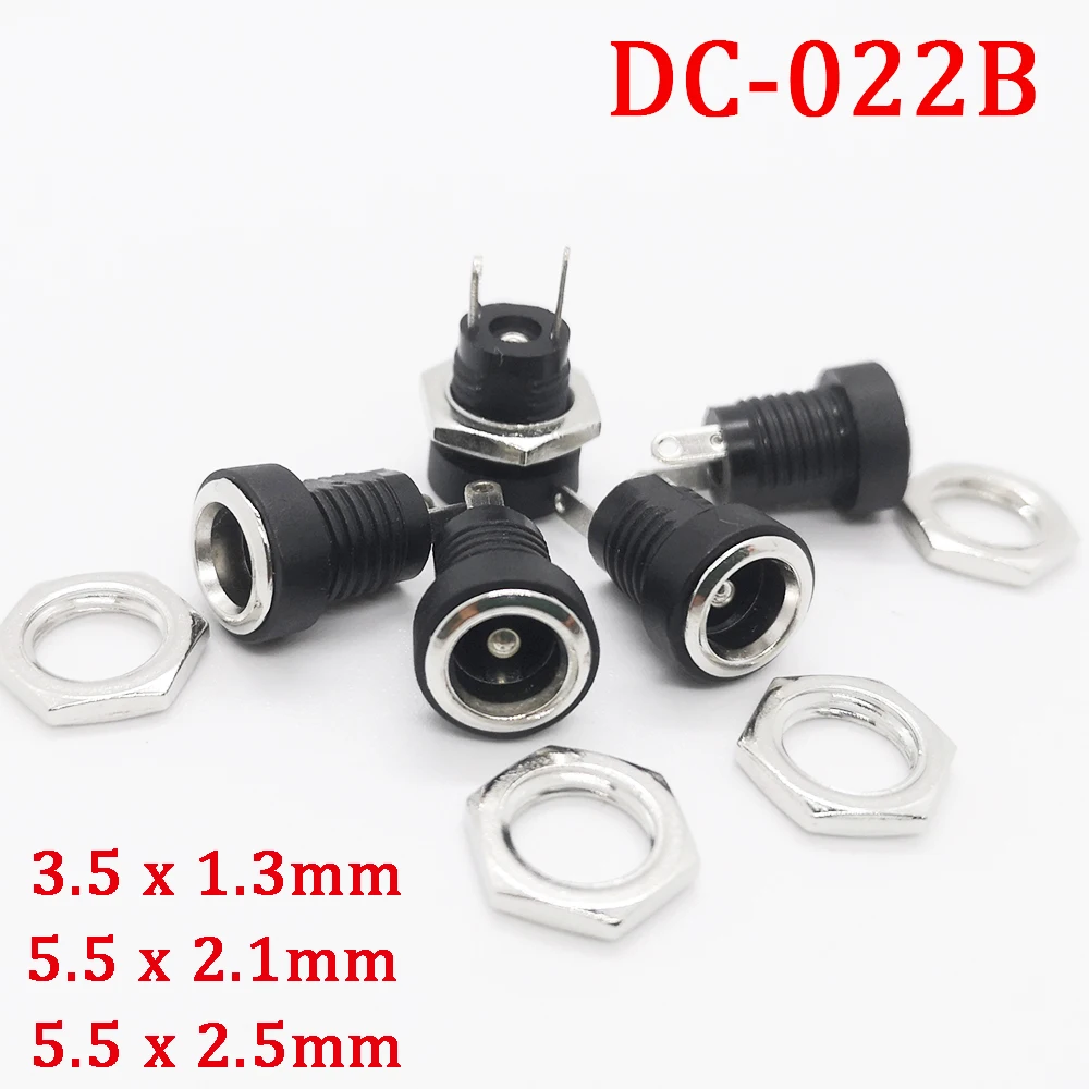 10Pcs 5.5 x 2.1/2.5mm DC-022B DC Jack Adapter 3A 12V 3.5x1.3 DC022B DC Power Supply Charging Socket Female Panel Mount Connector