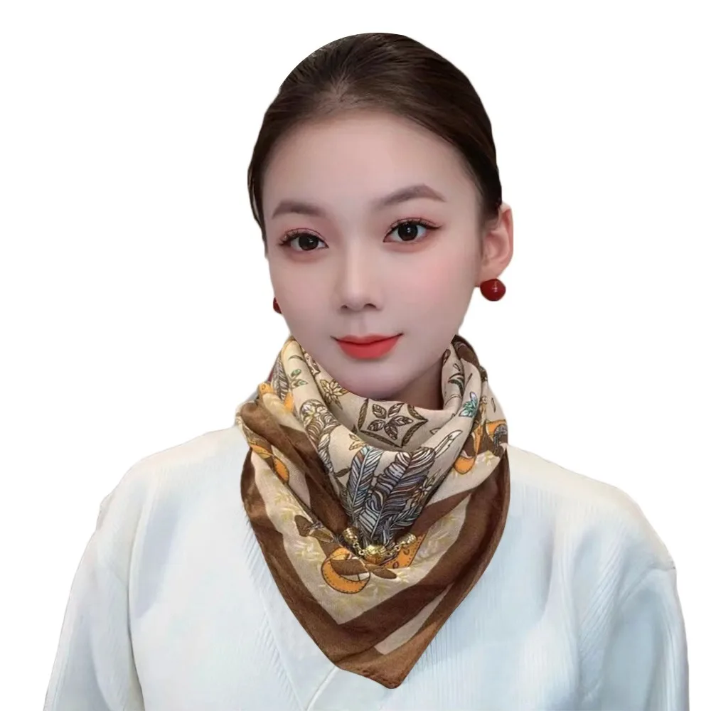 

Fashion Cotton Linen Winter Silk Scarf Warm Soft Small Square Scarf Thicken Triangular Scarf Women