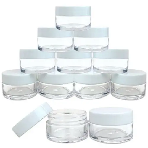 Pote de plástico para maquiagem, caixa transparente para armazenar maquiagem, loção ou creme facial com 10 peças 3g/5g/10g/15g/20g